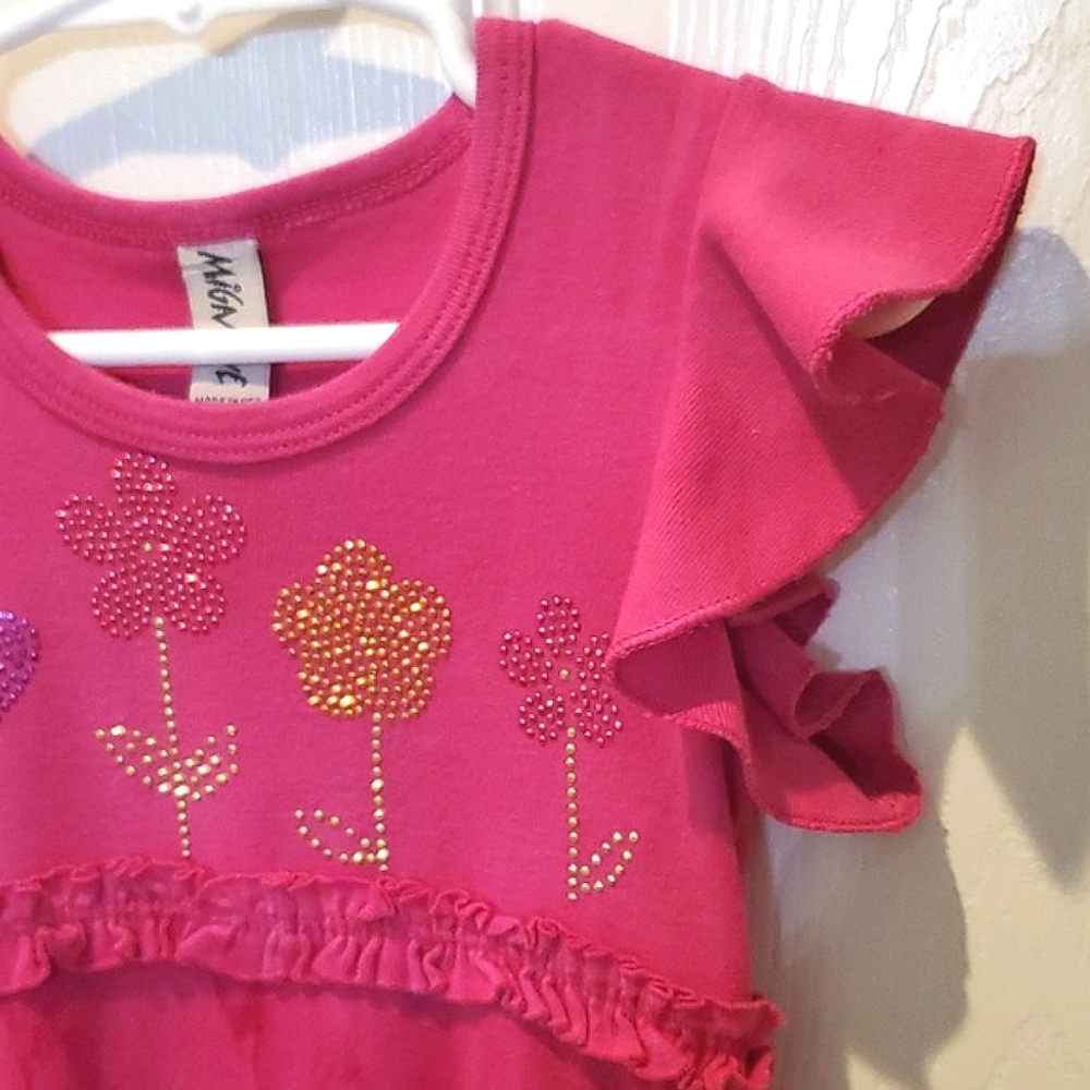 Mignone Pink Floral Design Top & Tie Dye Bottom Dress Toddler Girls Size 2T - Picture 5 of 10